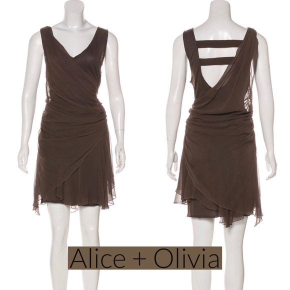 Alice + Olivia V-Neck Draped Dress L EUC - Picture 1 of 6